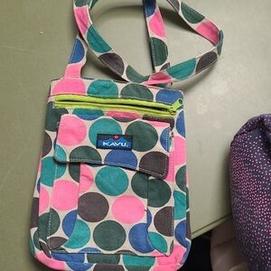 Kavu Pink, Teal & Navy Polka Dot Crossbody Bag